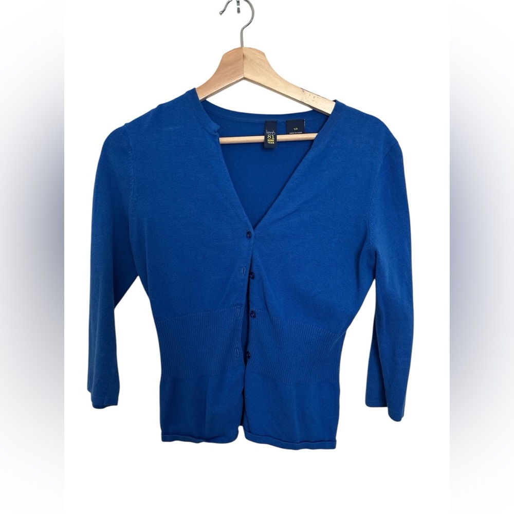 100% cotton royal blue cardigan